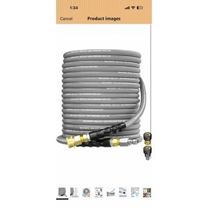 75FT 3/8" Pressure Washer Hose 4500PSI 2-Braid Hot Water Hose Swivel QC Adapter